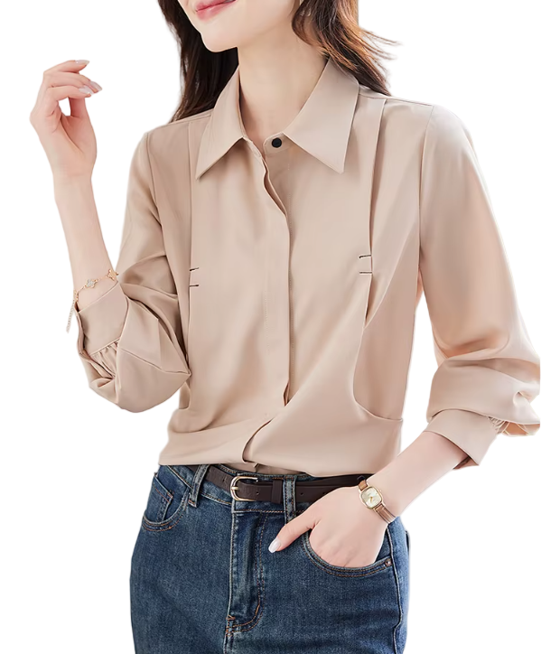Trendy & Timeless Long Sleeve Collar Dress Shirts for Women - B15-TOP-37