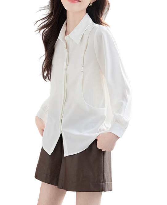 Trendy & Timeless Long Sleeve Collar Dress Shirts for Women - B15-TOP-37