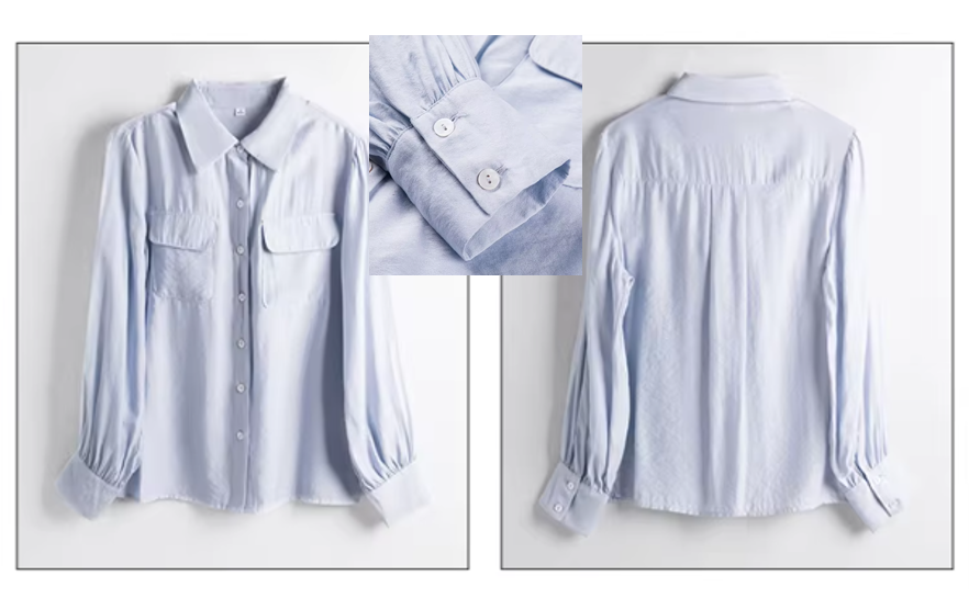 Trendy & Timeless Long Sleeve Front Flap Pocket Button-up Collar Dress Shirts for Women - B15-TOP-25