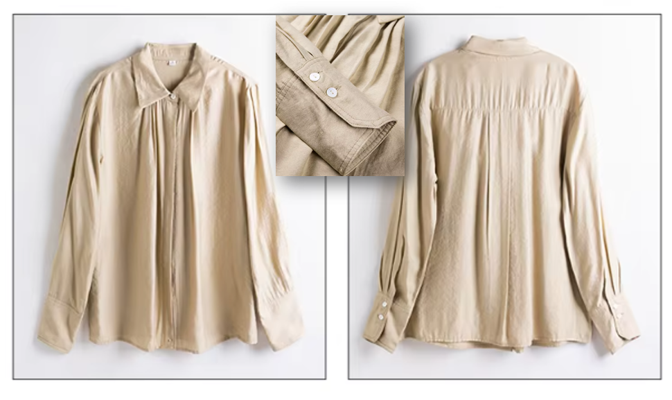 Trendy & Timeless Long Sleeve Pleated Button-up Collar Dress Shirts for Women - B15-TOP-24