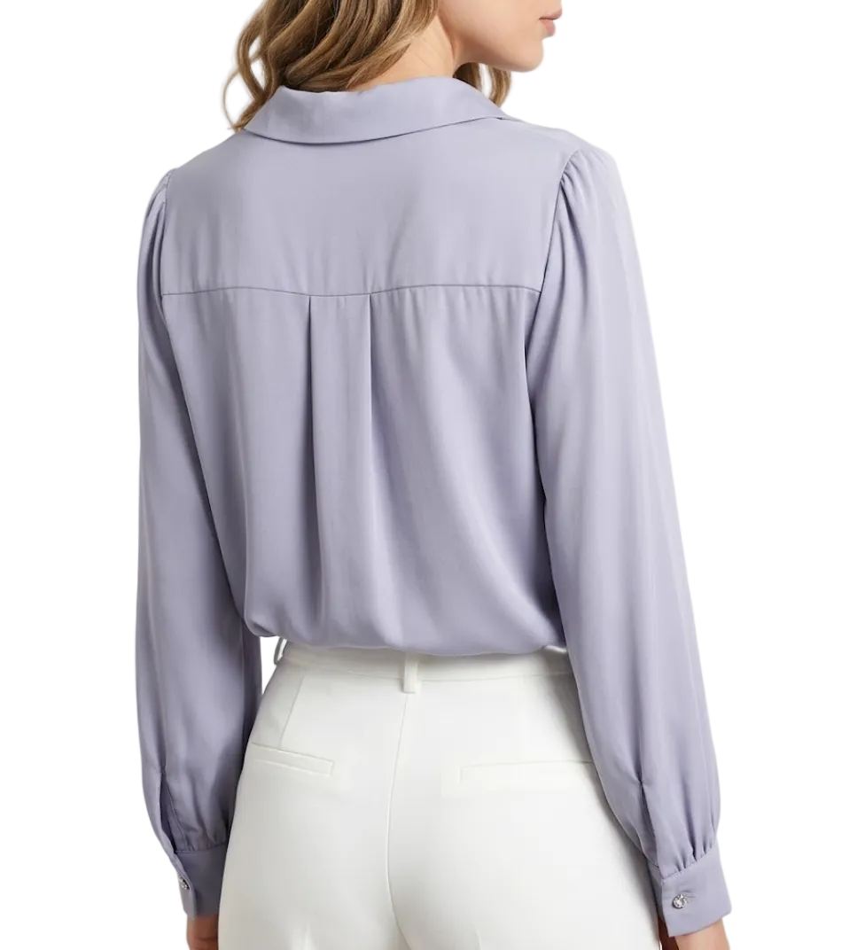 Trendy & Timeless Long Sleeve Pleated Button-up Collar Shirts for Women - B15-TOP-16