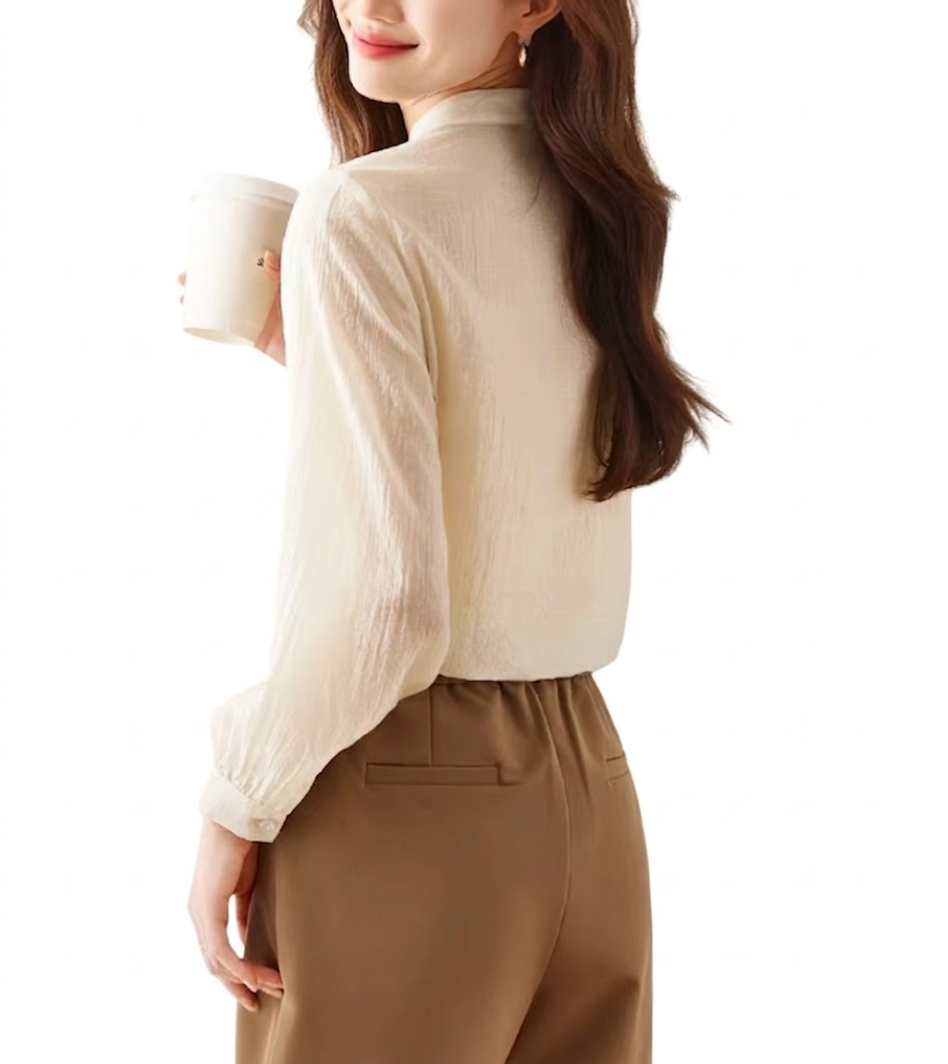 Trendy & Timeless Long Sleeve Ruffled Button-up Blouses for Women - B15-TOP-54