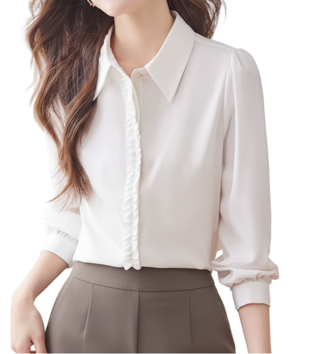 Trendy & Timeless Long Sleeve Ruffled Collar Blouses for Women - B15-TOP-22