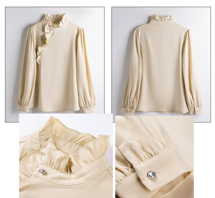 Trendy & Timeless Long Sleeve Ruffled Pullover Blouses for Women - B15-TOP-08