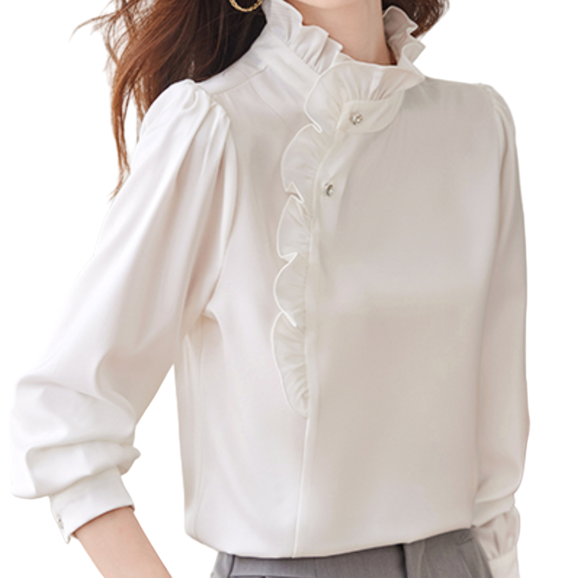 Trendy & Timeless Long Sleeve Ruffled Pullover Blouses for Women - B15-TOP-08