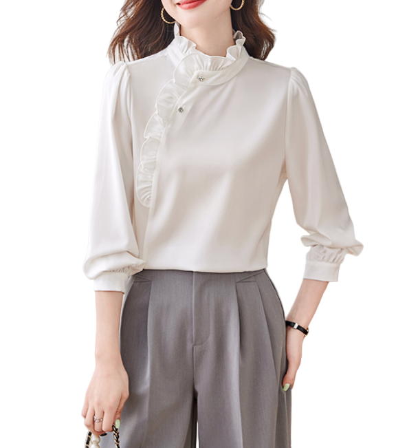 Trendy & Timeless Long Sleeve Ruffled Pullover Blouses for Women - B15-TOP-08