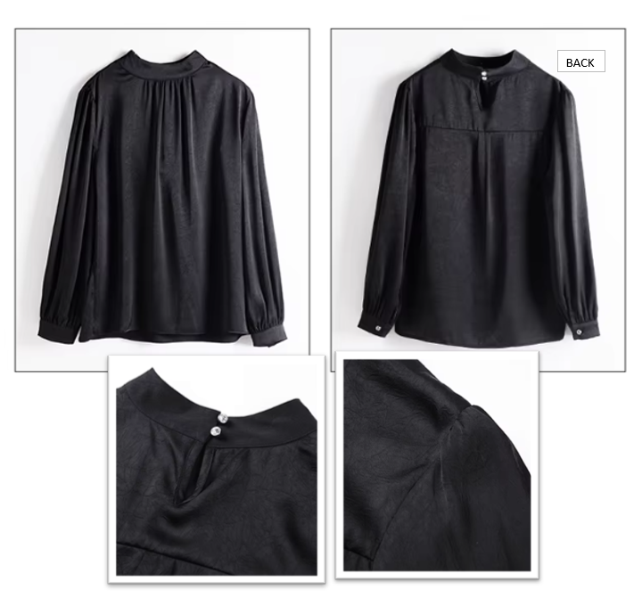 Trendy & Timeless Long Sleeve Semi-Turtleneck  Pullover Blouses for Women - B15-TOP-15