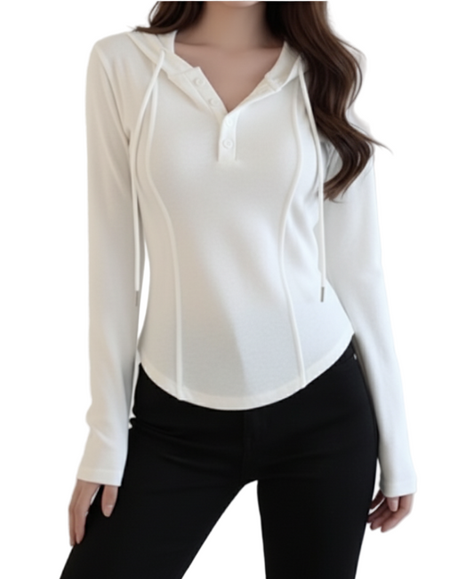 Trendy & Timeless Long Sleeve Slim-Waist Hooded Tops for Women - SM-9 -TOP -27