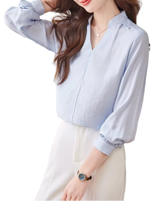 Trendy & Timeless Long Sleeve Stand Collar Pullover Blouses for Women - B15-TOP-26