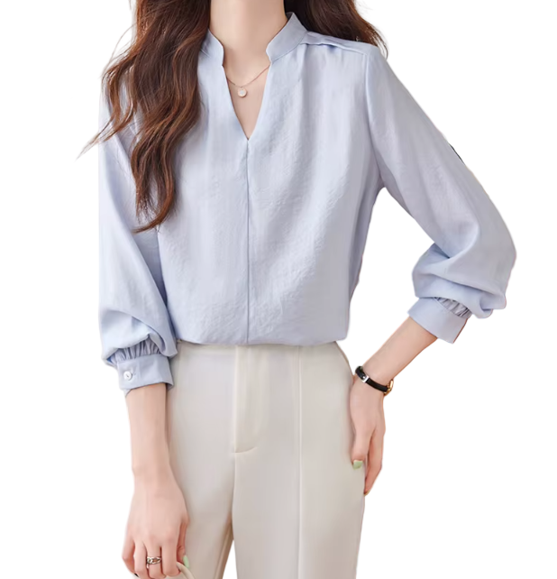 Trendy & Timeless Long Sleeve Stand Collar Pullover Blouses for Women - B15-TOP-26