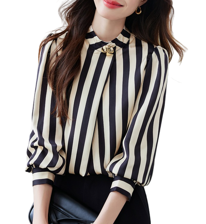 Trendy & Timeless Long Sleeve V-Neck Pullover Blouses for Women  - B13-TOP- 57