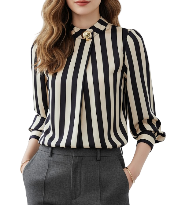 Trendy & Timeless Long Sleeve V-Neck Pullover Blouses for Women  - B13-TOP- 57