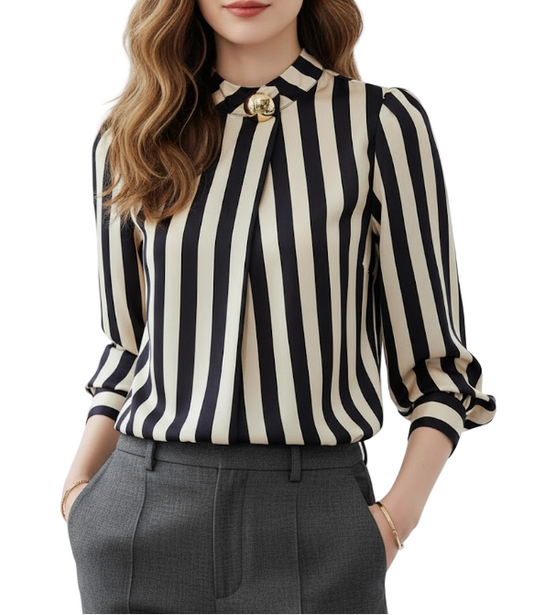 Trendy & Timeless Long Sleeve V-Neck Pullover Blouses for Women  - B13-TOP- 57