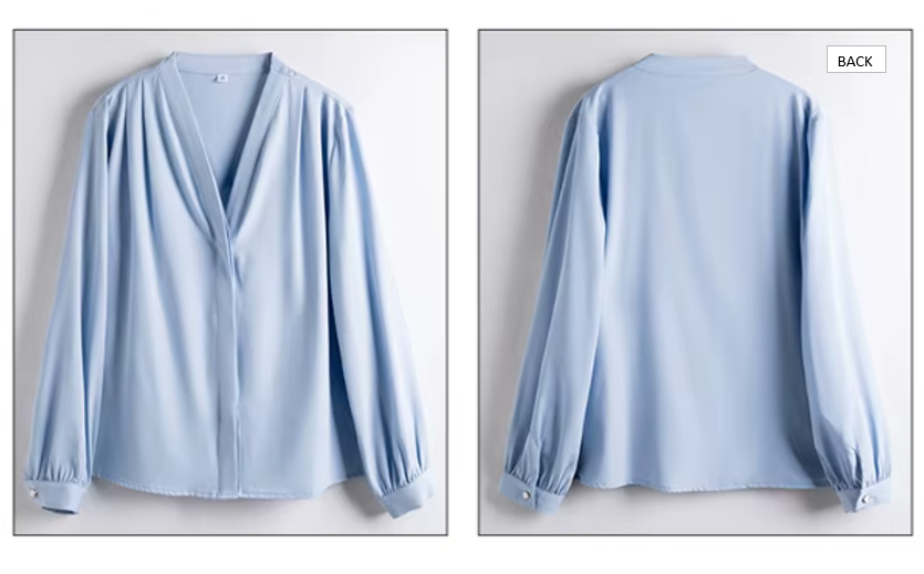 Trendy & Timeless Long Sleeve V-neck Pleated Pullover Blouses for Women - B15-TOP-20