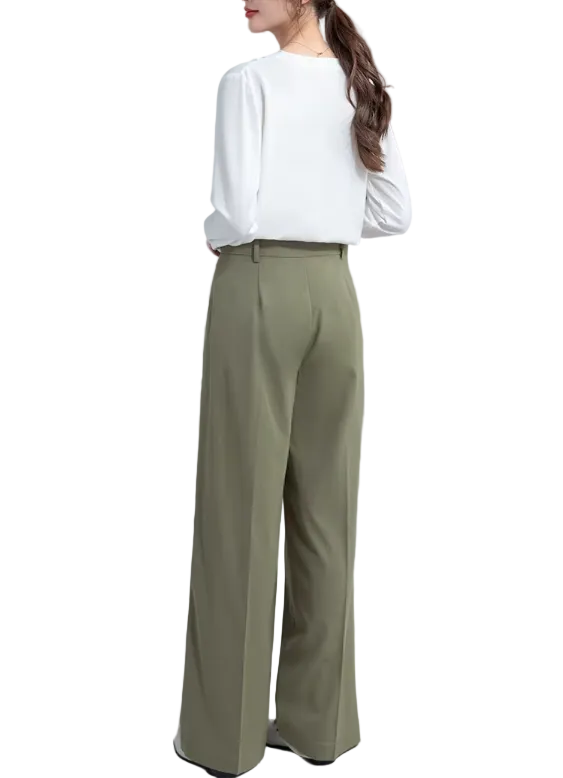 Trendy & Timeless Long Sleeve V-neck Pleated Pullover Blouses for Women - B15-TOP-62