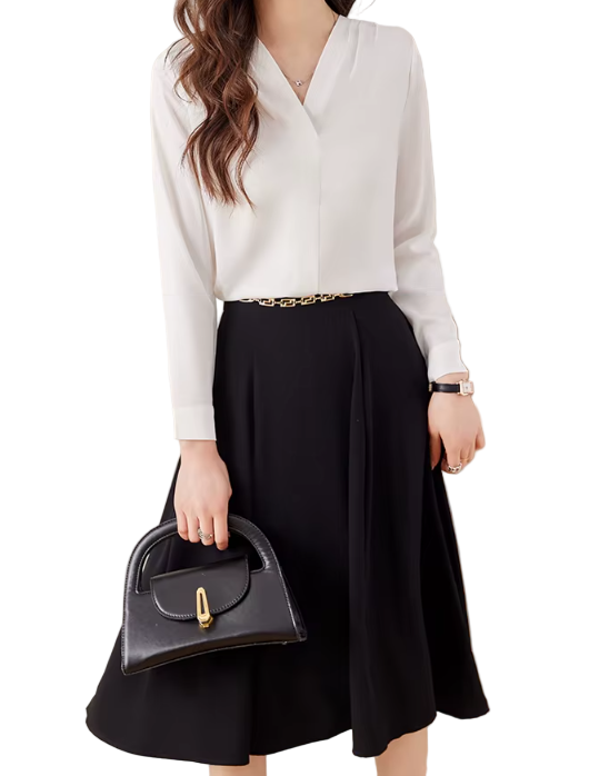 Trendy & Timeless Long Sleeve V-neck Pullover Blouses for Women - B15-TOP-78