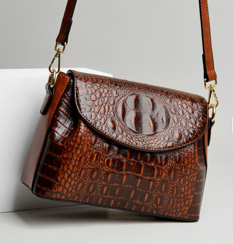 Trendy & Timeless PU Leather with Crocodile Pattern Flap Shoulder Bag Handbags - B20-PURSE-PU28