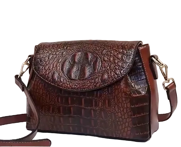 Trendy & Timeless PU Leather with Crocodile Pattern Flap Shoulder Bag Handbags - B20-PURSE-PU28
