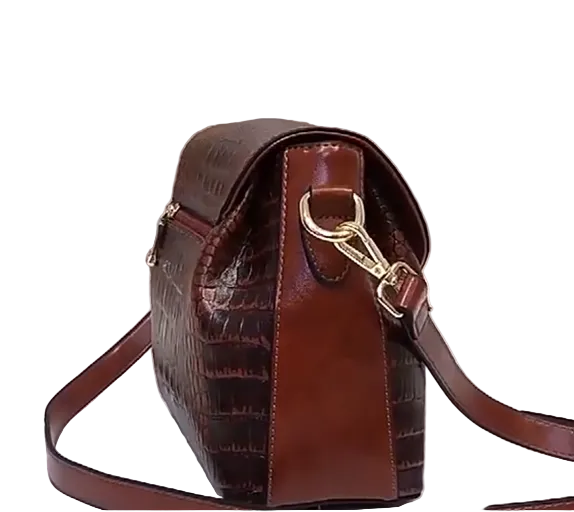 Trendy & Timeless PU Leather with Crocodile Pattern Flap Shoulder Bag Handbags - B20-PURSE-PU28