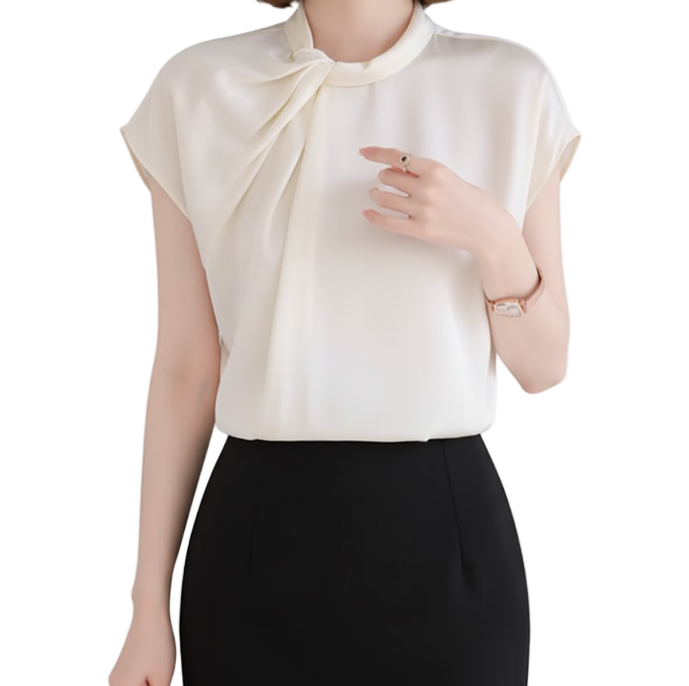 Trendy & Timeless Short Sleeve Elegant Pullover Blouse for Women  - B13-TOP-22