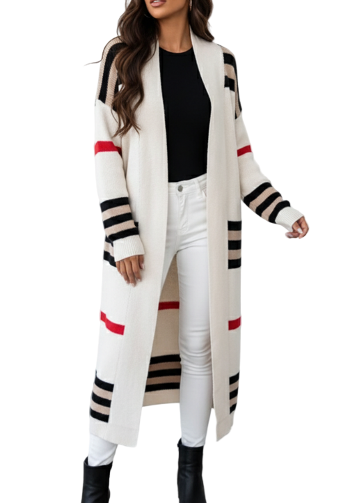 Trendy & Timeless Striped Long Sleeve Versatile Kitted  Sweater Jacket for Women - SM8-JKT-73