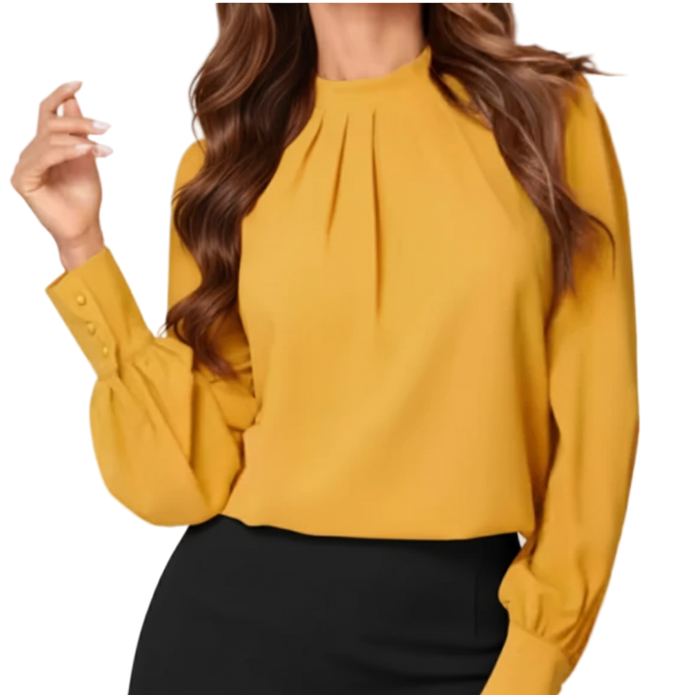 Trendy & Timeless Women's Elegant Long Sleeve Round Neck Chiffon Blouse SHIRT-BL127