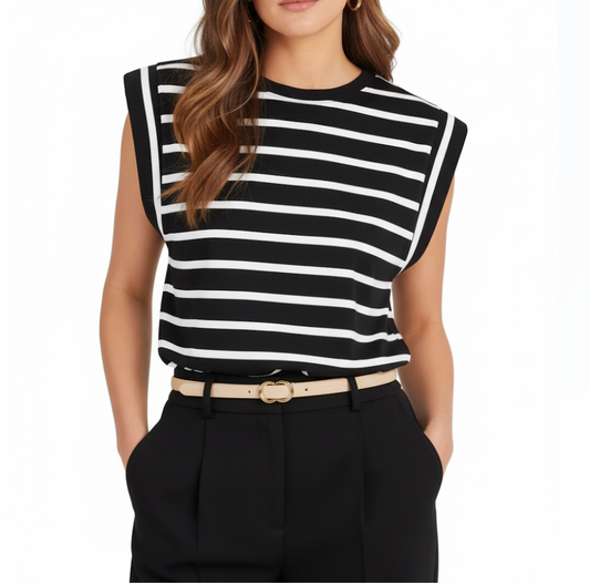 WOMEN’S O-neck Sleeveless Cover Shoulder Loose Fit Top SHIRT-BL124