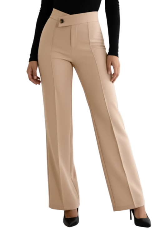 Women's Classy Wide Leg High Waist Dress Pants - PANTS-DP-02