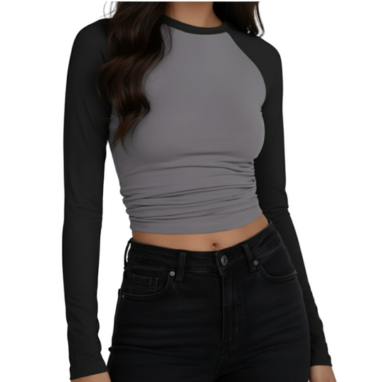 Women's Long Sleeve Slim-Fit T Shirt -  B7 -T-TS - 709