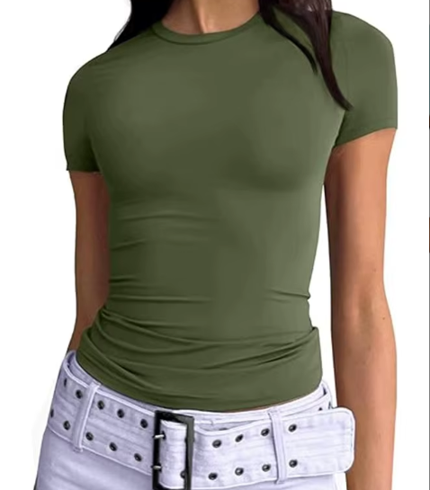 Women's Short Sleeve Comfy Stretchy Cool T-Shirt B2-BL-1017