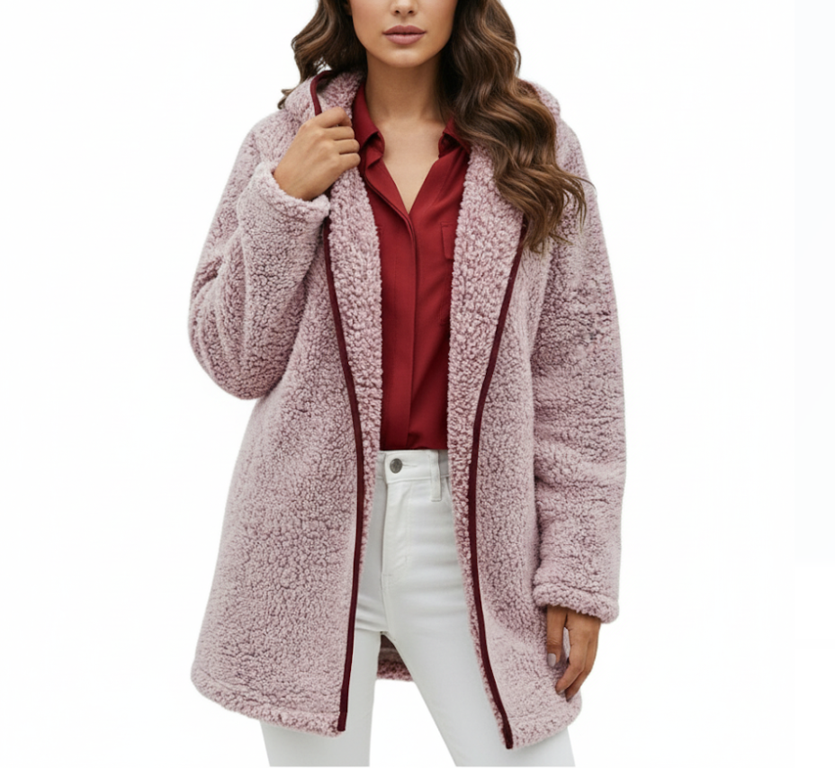 Women's Trendy Plush Casual Lapel Neck Hooded JACKET-JKT-09
