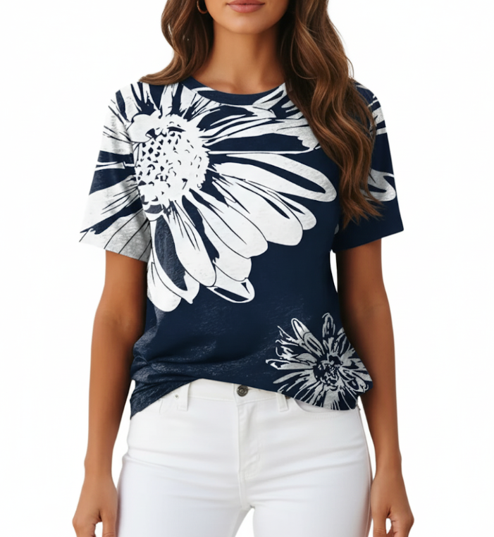 Women's Trendy Short Sleeve Blouse T-SHIRT-BL129