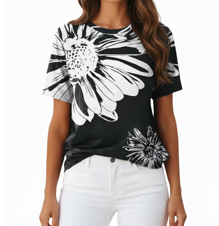 Women's Trendy Short Sleeve Blouse T-SHIRT-BL129