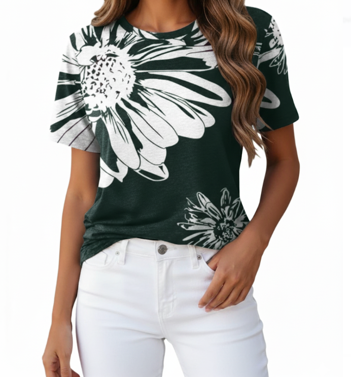 Women's Trendy Short Sleeve Blouse T-SHIRT-BL129
