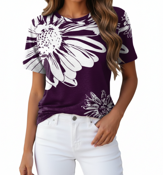 Women's Trendy Short Sleeve Blouse T-SHIRT-BL129