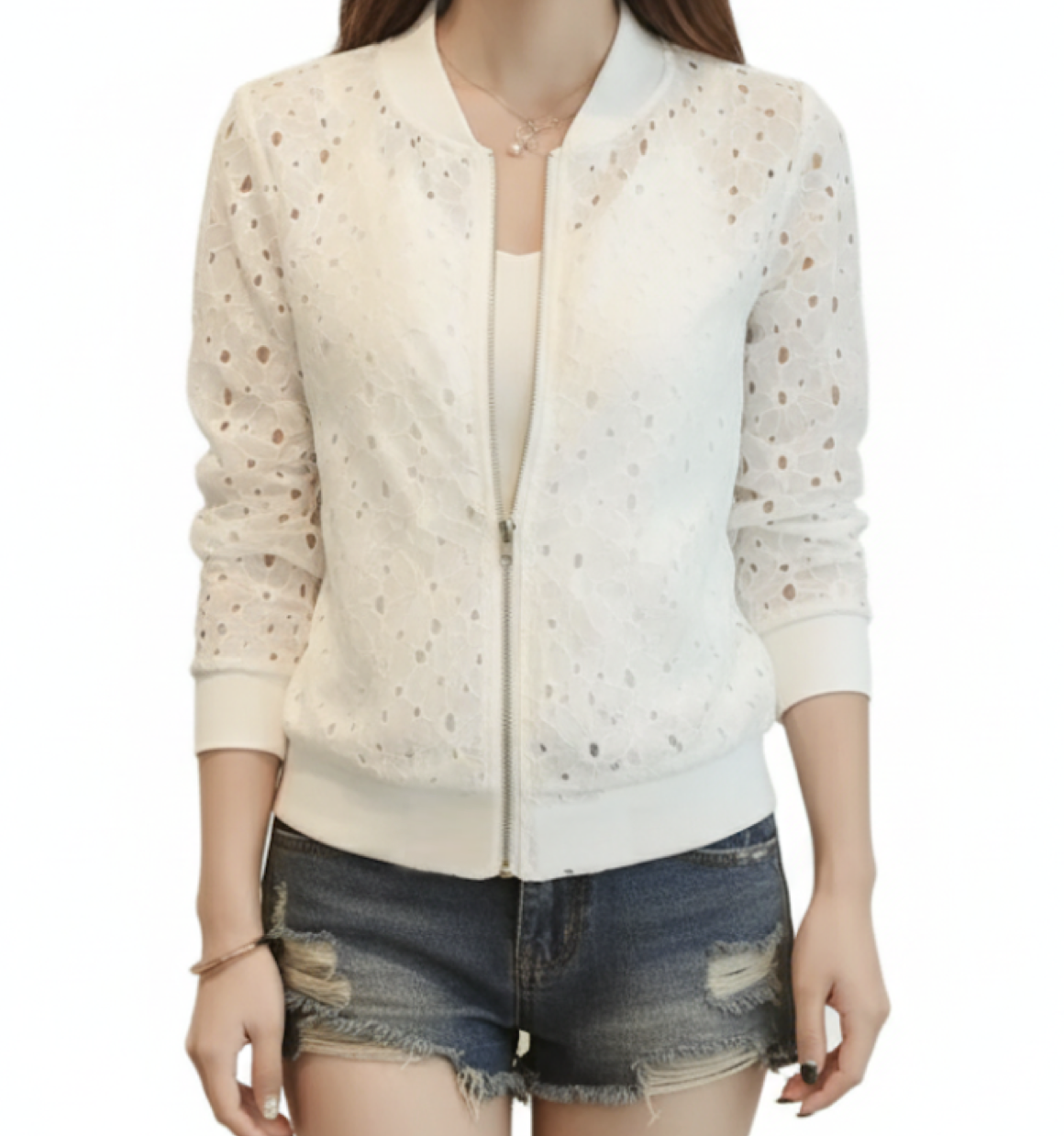 Women’s Trendy & Elegant Lace Hollow Out Bomber JACKET-JKT-24