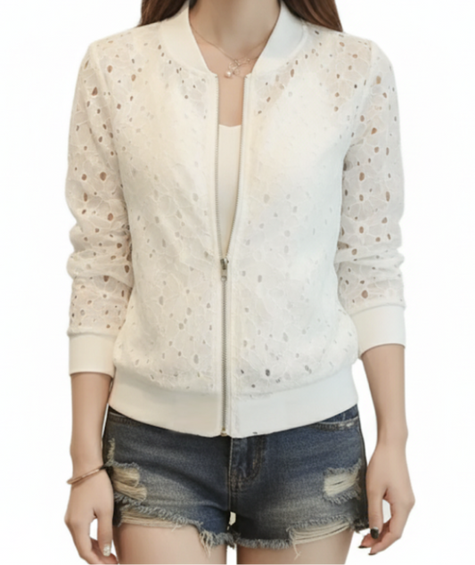 Women’s Trendy & Elegant Lace Hollow Out Bomber JACKET-JKT-24