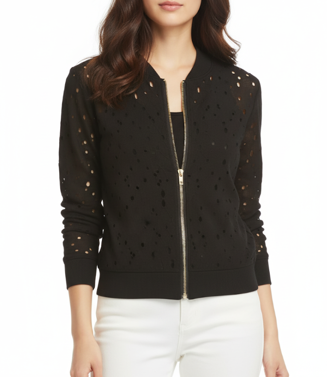 Women’s Trendy & Elegant Lace Hollow Out Bomber JACKET-JKT-24