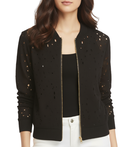 Women’s Trendy & Elegant Lace Hollow Out Bomber JACKET-JKT-24