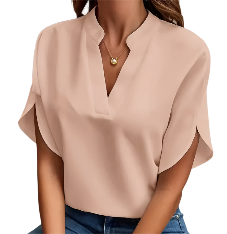 Chiffon Tops for Women-Solid Color V-neck – BL04