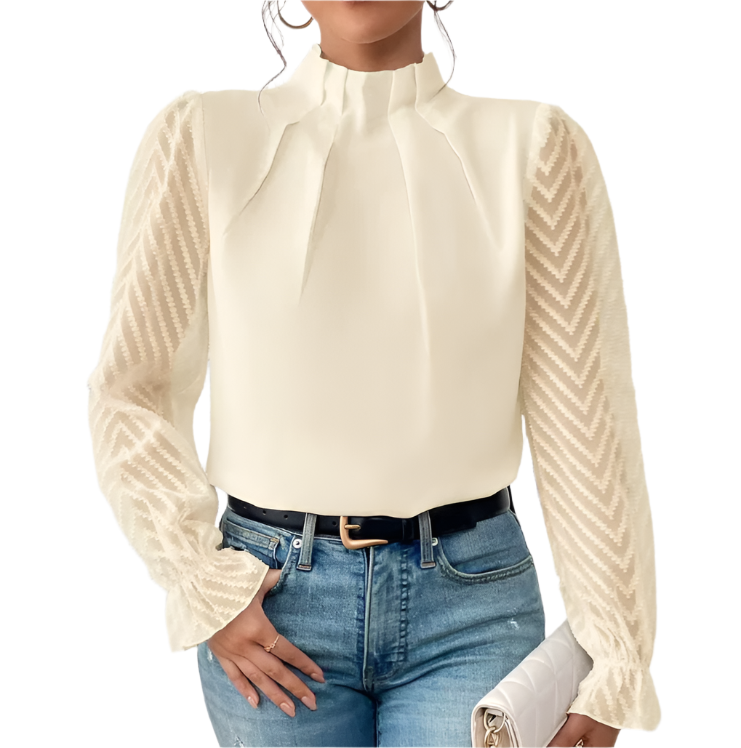 Stylist Chiffon Half-High Neck and Long-sleeved Blouse for Women – BL35