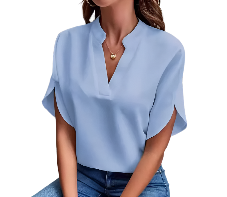 Chiffon Tops for Women-Solid Color V-neck – BL04