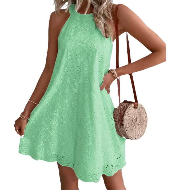 Embroidered Sleeveless Round-neck Midi Dress for Women – BL31