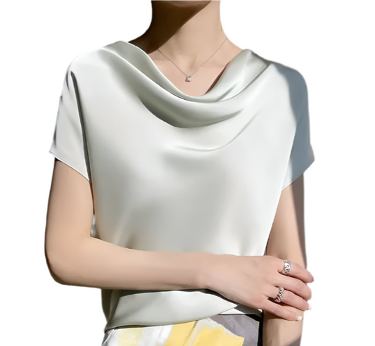 Trendy & Timeless Silk Short Sleeve Blouse Top for Women – BL11