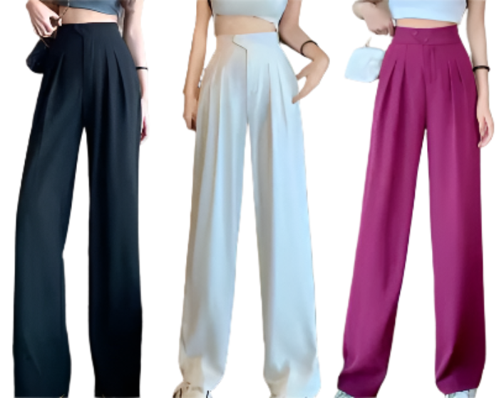 Women’s Wide High Waist Straight Leg Trousers PANTS- DP-09