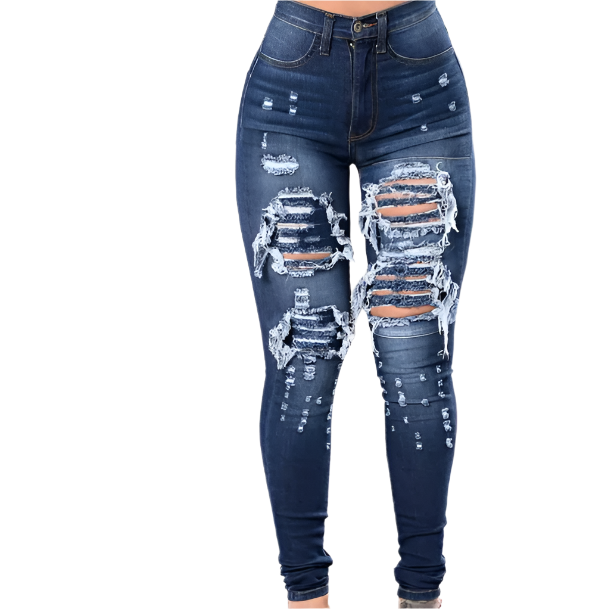 Women’s Skinny Ripped Distressed Mid Waist JEANS-JP-23