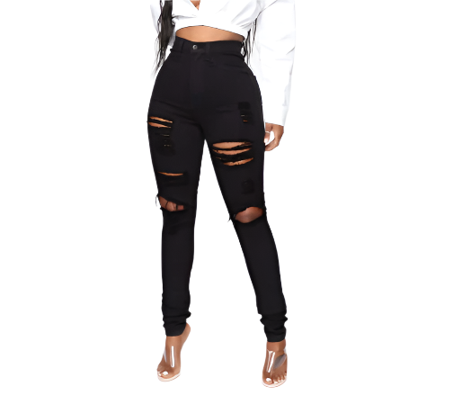 Women’s Skinny Ripped Distressed High Waist JEANS-JP-06