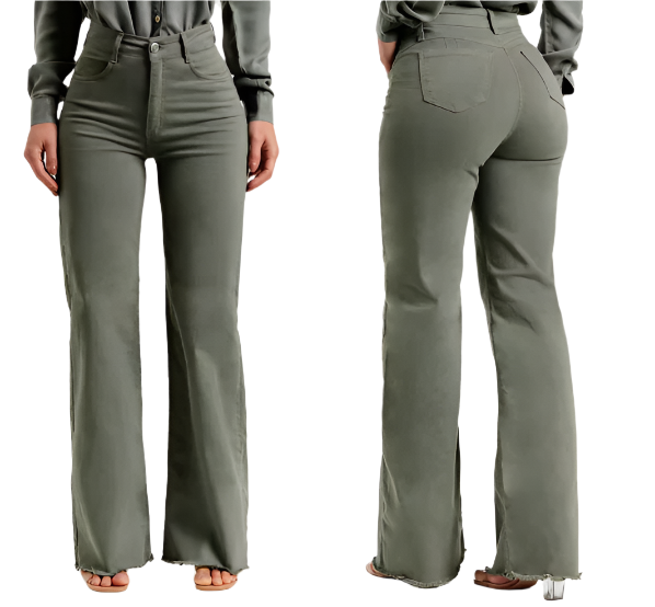 Women’s High Waist  frayed bottom Cargo JEANS-JP-11