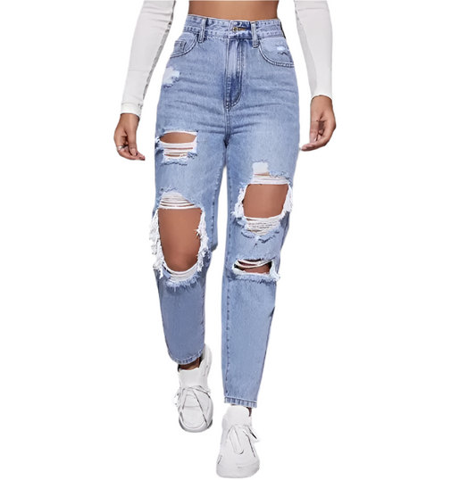 Women’s Ripped Distressed High Waist JEANS-JP-12