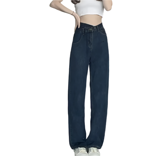 Women’s Trendy & Timeless High-Waist Wide-leg Straight Denim JEANS-JP-13